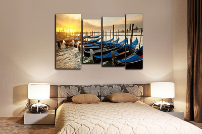 Модульная картина "Гондальеры на пристани"