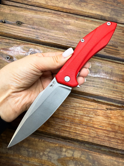 Складной нож Грач сталь ELMAX, рукоять G10, цвет красный