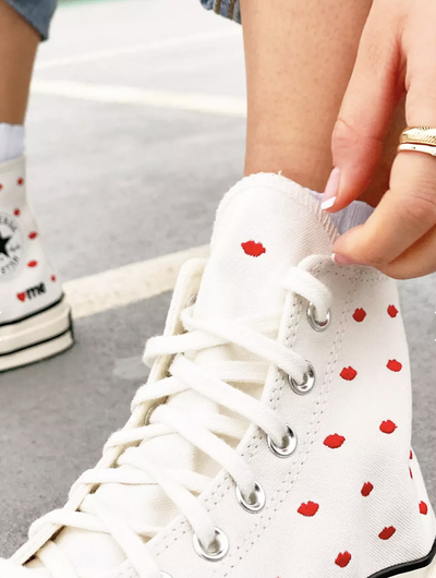 Кеды Converse Chuck Taylor 70 Embroidered Lips белые высокие с губками оригинал заказать в Москве
