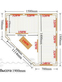 Инфракрасная сауна (кабина) SaunaMagic Glass Corner Medium