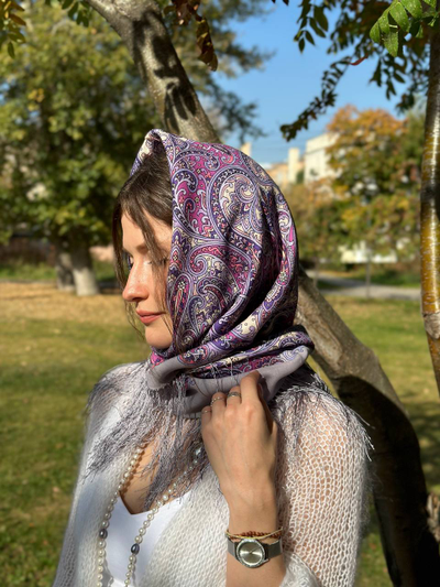 Павловопосадский платок Весенняя метель 2043-1