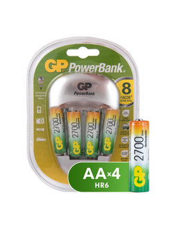 Зарядное устройство GP PB27GS270-2CR4 4 слота в комплекте 4 аккумулятора 2700mAh