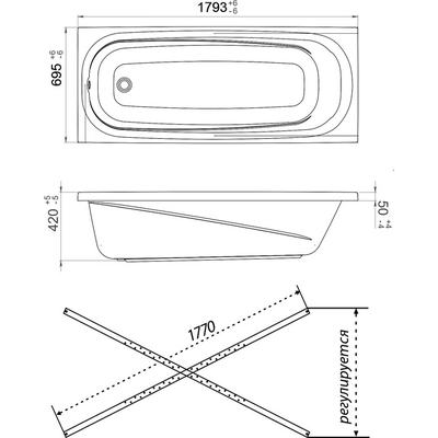 Акриловая ванна 1ACReal Европа 180x70