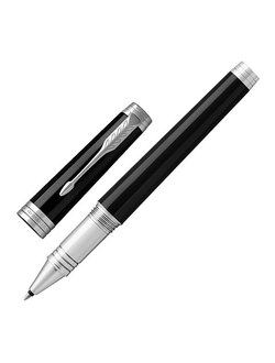 Ручка-роллер PARKER "Premier Black Lacquer PT", корпус черный, палладиевые детали, черная, 1931415