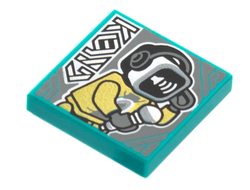 Tile 2 x 2 with Groove with BeatBit Album Cover - Robot Singer with Beatbox Head Pattern, Dark Turquoise (3068bpb1778 / 6341640)