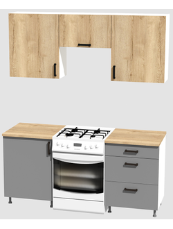 Кухня эконом 1,2 метра (600х600) Цвет: Дуб Вотан/Базальт