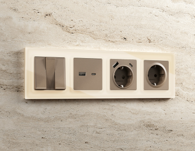 Рамки Бежевое стекло закаленное, коллекция PLATOS_1