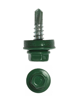 Саморез кровельный шестигранная головка 8, 5.5*19мм RAL 6005 Зелёный мох, упаковка 100шт