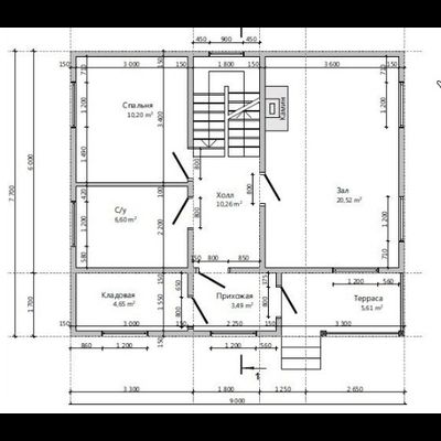 Одноэтажный каркасный дом с мансардой с тремя спальнями 110м² (SK12)