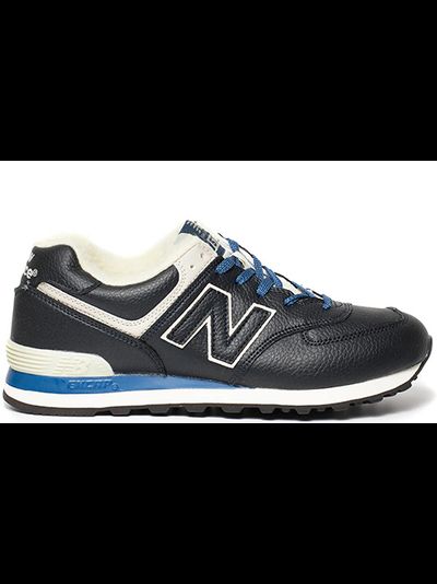 New Balance 574 Black Blue Leather с мехом