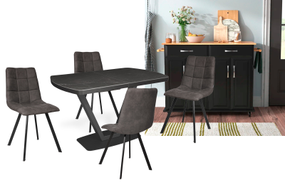 Ancel черный/керамика черный мрамор 120(+40)х80