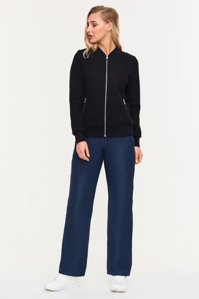 Брюки утепленные женские, 1295, темно-синие, из плащевой ткани,с флисовой подкладкой