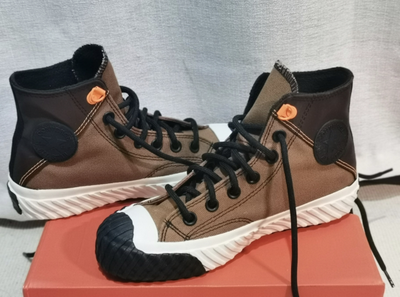 Кожаные кеды Converse Bosey коричневые высокие 169362C живое фото