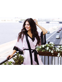 Халат и Сорочка в бело-розовую полоску Виктория Сикрет