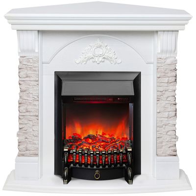 Угловой электрокамин Athena WT с очагом Fobos