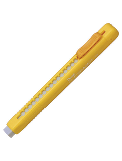 Ластик выдвижной PENTEL (Япония) "Clic Eraser", 117х12х15 мм, белый, желтый держатель, ZE80-G