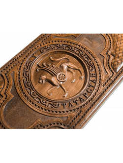 Нарды резные c шашками "Герб Татарстана" от мастера Магомеда Расулова