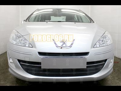 Защита радиатора Peugeot 408 2012- (3 части) black