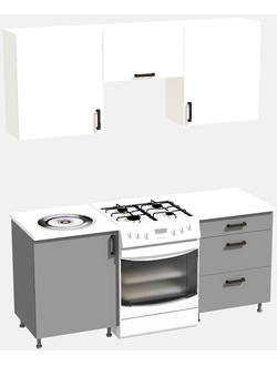 Кухня эконом 1,2 метра (600х600) Цвет: Белый/Базальт