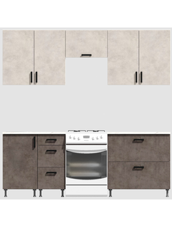 Кухня Эконом 1,8 метра (900х900) Цвет: Цемент светлый/Цемент темный