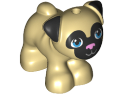 Dog, Friends, Pug, Standing with Black Muzzled Face and Ears, Bright Pink Nose and Dark Azure Eyes Pattern Toffee, Tan (24111pb01 / 6133256)