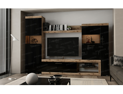 ЛДСП Гостиная БАСТОН Дуб Делано/Черный глянец