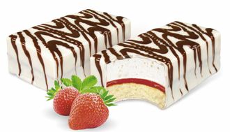Пирожные «Двойной Десерт» со вкусом клубники в белой глазури