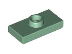 Plate, Modified 1 x 2 with 1 Stud with Groove and Bottom Stud Holder Jumper, Sand Green (15573 / 6184432)