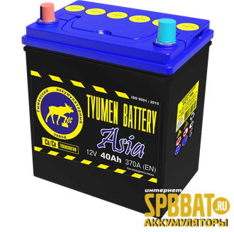 Аккумулятор Тюмень Азия ток 370А (TYUMEN BATTERY Asia) 6СТ-40L (Ca/Ca) П/П (187x128x203) прямая полярность + -