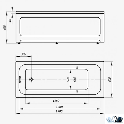 Ванна Aquatek Мия 170x80 см MIY170-0000032, акриловая, прямоугольной формы