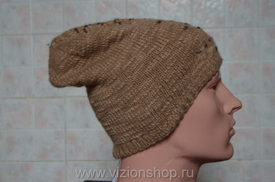 коричневая шапка вязаная унисекс