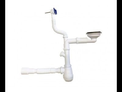 Сифон для кухни 3 1/2" х 40 со смещ.,отвод для стир. машины [59032]