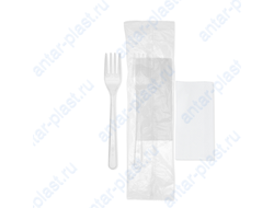 Комплект №2 (вилка прозрачная, салфетка белая)