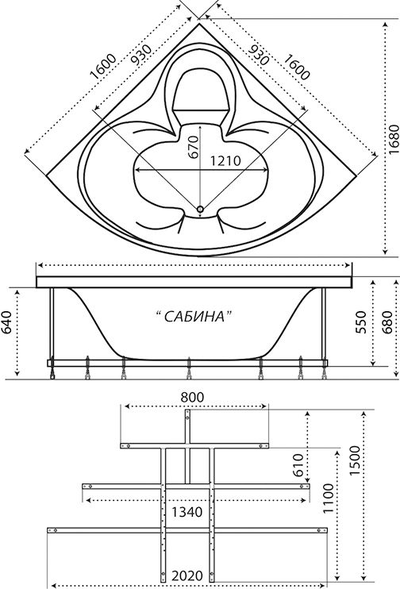 Акриловая ванна Triton Сабина 160х160