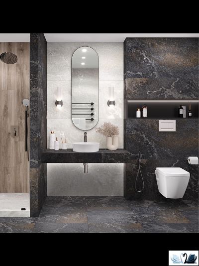 Керамогранит Ocean Ceramic Blaze nero графитовый 60 x 60 см карвинг