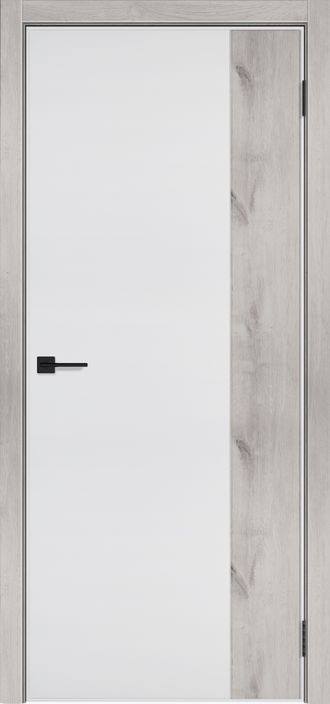Дверь с современным покрытием Эмаль белая/ Рустик серый (ПВХ) "Нефрит 2"