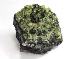 Хризолит (Перидот, Оливин), кристаллы на породе, США (37*27*27 мм, 27 г) №38089