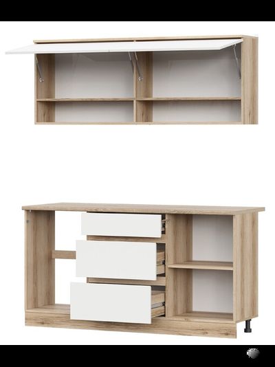 Брауни 1,6м кухонный гарнитур Дуб Делано/Белый