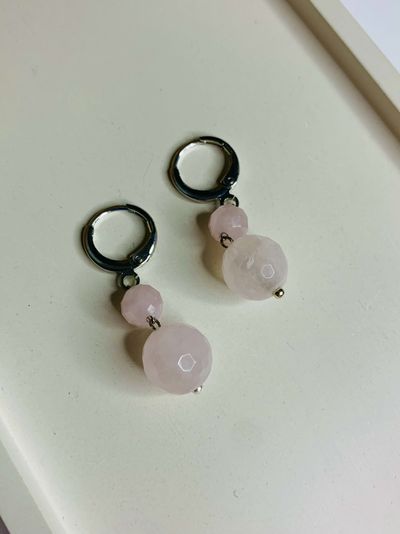 Серьги с розовым кварцем