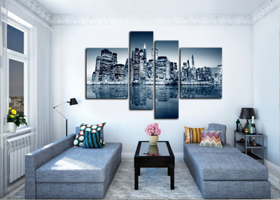 Модульная картина "Зеркальный город"