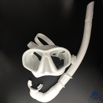 Маска для дайвинга с трубкой Комплект Sea Wolf белый силикон