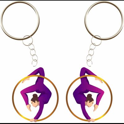 БРЕЛОК ВОЗДУШНАЯ ГИМНАСТКА  (МЕТАЛЛИЧЕСКИЙ ПЛОСКИЙ ДВУСТОРОННИЙ)