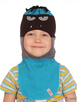 Шапка-шлем 19101-06 темно-коричневый,бирюзовый,серый, р. 50-52