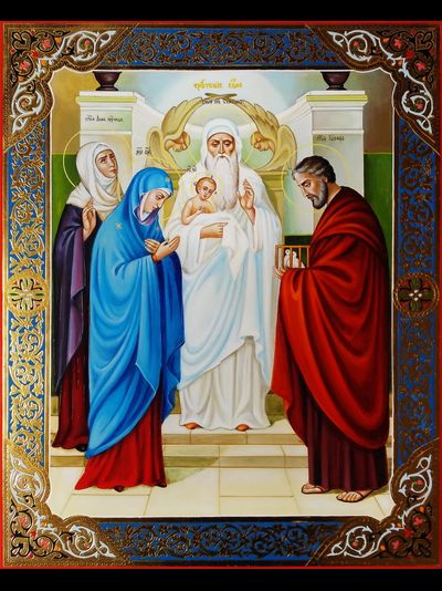 Сретение Господне. Рукописная икона.