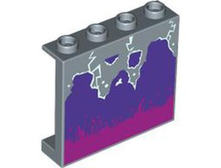 Panel 1 x 4 x 3 with Side Supports - Hollow Studs with Magenta Splashes, Dark Purple Smoke, and White Lightning Pattern, Sand Blue (60581pb231 / 6419143)