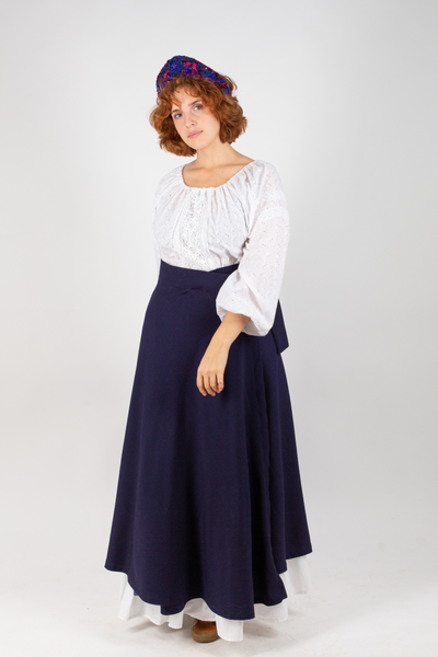 Шерстяная юбка на запах «Сирин» (Синяя)