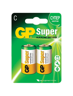 Батарейки GP Super, С (LR14, 14А), алкалиновые, комплект 2 шт., в блистере, 14A-2CR2