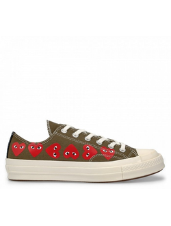 зеленые низкие кеды конверсы ком де гарсон, кеды с сердечками сбоку 162976c
