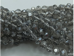 Бусины стеклянные"Рондели"  8х6 мм нить 70 шт цвет дымчатое серебро