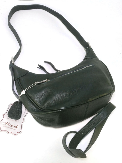 (АРТИКУЛ: 10099/1) СУМКА ЖЕНСКАЯ, НЕБОЛЬШАЯ, НАТУРАЛЬНАЯ КОЖА, ТЕМНО-ЗЕЛЕНАЯ, С ПЛЕЧЕВЫМ РЕМНЕМ